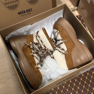 Moon Boot Brown and Cream Snow Boots